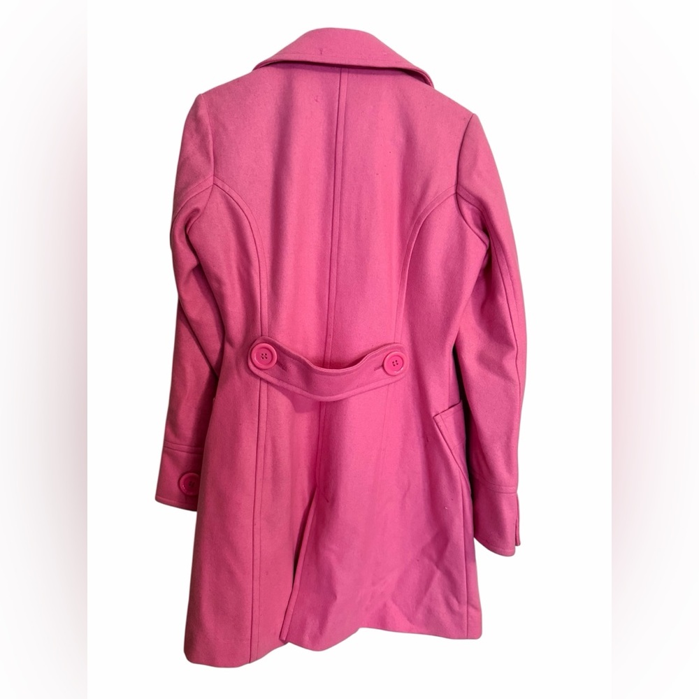 Tulle Pink Pea Coat Jacket Size L Fits S/M Wool Blend - Picture 3 of 10